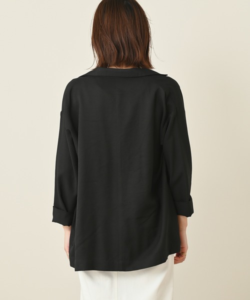 Omekashi（オメカシ）の「テーラーシャツジャケット（テーラードジャケット・レディース・ブラック/ベージュ・FREE）」の6枚目の写真