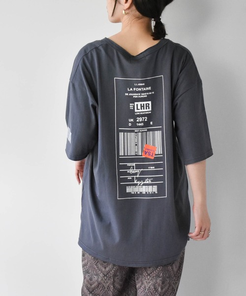 muure(ミュール)の「ビッグシルエット バックプリントT(Tシャツ/カットソー・レディース・チャコールグレー/ベージュ/アイボリー・FREE)」の3枚目の写真