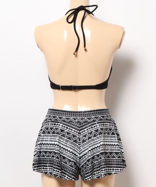 LEAD(リード)の「3点セットトライバル×ファンシージャガードクロスビキニ水着(水着・レディース・ブラック/モカ/ライトアッシュグレー・M/L/M)」の5枚目の写真