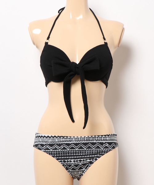 LEAD(リード)の「3点セットトライバル×ファンシージャガードクロスビキニ水着(水着・レディース・ブラック/モカ/ライトアッシュグレー・M/L/M)」の4枚目の写真