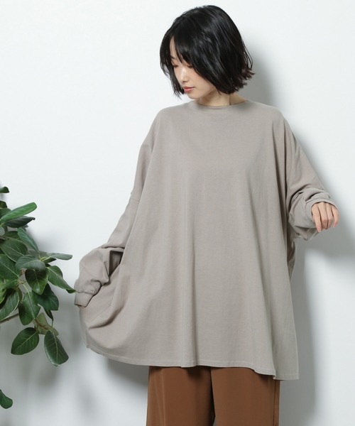 LAKOLE(ラコレ)の「オープンエンドスーパーBIG-Tシャツ / LAKOLE(Tシャツ/カットソー・レディース・バーガンディー/オフホワイト/サンドグレー/ダークブラウン/ブルー・MEDIUM/SMALL)」の2枚目の写真