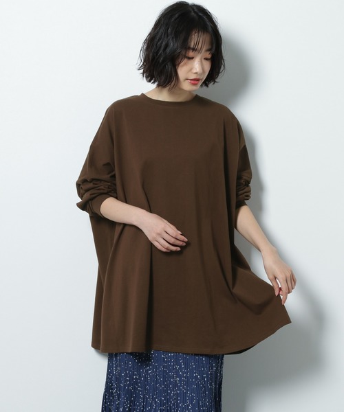 LAKOLE(ラコレ)の「オープンエンドスーパーBIG-Tシャツ / LAKOLE(Tシャツ/カットソー・レディース・バーガンディー/オフホワイト/サンドグレー/ダークブラウン/ブルー・MEDIUM/SMALL)」の3枚目の写真