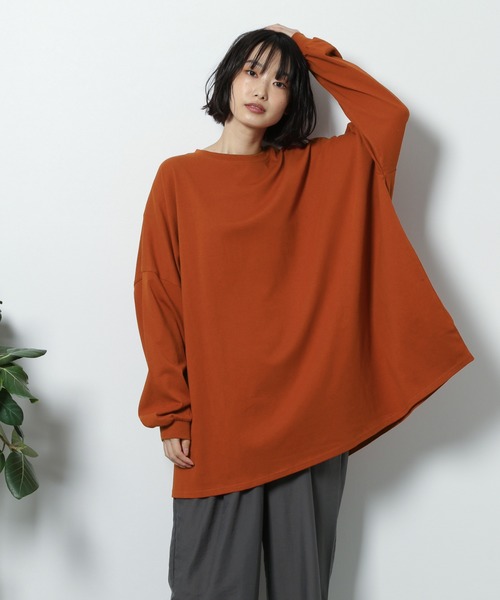 LAKOLE(ラコレ)の「オープンエンドスーパーBIG-Tシャツ / LAKOLE(Tシャツ/カットソー・レディース・バーガンディー/オフホワイト/サンドグレー/ダークブラウン/ブルー・MEDIUM/SMALL)」の5枚目の写真