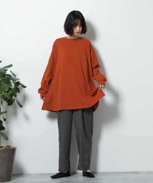 LAKOLE(ラコレ)の「オープンエンドスーパーBIG-Tシャツ / LAKOLE(Tシャツ/カットソー・レディース・バーガンディー/オフホワイト/サンドグレー/ダークブラウン/ブルー・MEDIUM/SMALL)」の13枚目の写真