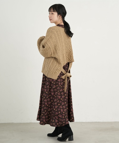 earth music&ecology（アースミュージックアンドエコロジー）の「【WEB限定】バックリボンケーブルニットプルオーバー ＊（ニット/セーター・レディース・ライトピンク/ミント/ベージュ/アイボリー・FREE）」の16枚目の写真