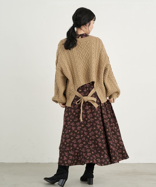 earth music&ecology（アースミュージックアンドエコロジー）の「【WEB限定】バックリボンケーブルニットプルオーバー ＊（ニット/セーター・レディース・ライトピンク/ミント/ベージュ/アイボリー・FREE）」の17枚目の写真