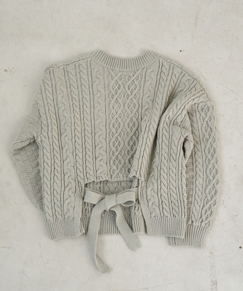 earth music&ecology（アースミュージックアンドエコロジー）の「【WEB限定】バックリボンケーブルニットプルオーバー ＊（ニット/セーター・レディース・ライトピンク/ミント/ベージュ/アイボリー・FREE）」の18枚目の写真