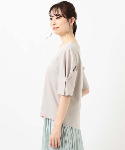 ANY(エニィ)の「【定番人気】シルケットスムースタック カットソー(Tシャツ/カットソー・レディース・グレー系/ベージュ系/アイボリー系/ライラック系/ピーコックグリーン系/ブラック系/ピンク系・2/3)」の16枚目の写真