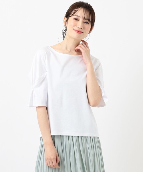 ANY(エニィ)の「【定番人気】シルケットスムースタック カットソー(Tシャツ/カットソー・レディース・グレー系/ベージュ系/アイボリー系/ライラック系/ピーコックグリーン系/ブラック系/ピンク系・2/3)」の11枚目の写真
