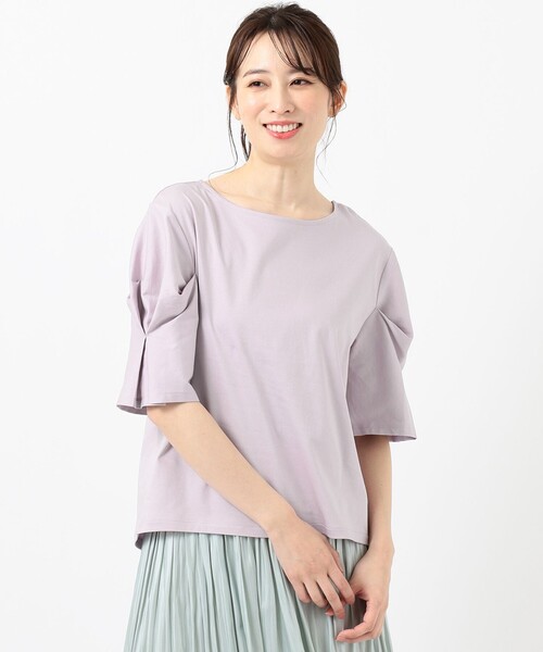 ANY(エニィ)の「【定番人気】シルケットスムースタック カットソー(Tシャツ/カットソー・レディース・グレー系/ベージュ系/アイボリー系/ライラック系/ピーコックグリーン系/ブラック系/ピンク系・2/3)」の10枚目の写真