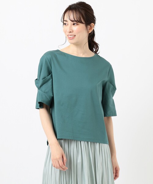 ANY(エニィ)の「【定番人気】シルケットスムースタック カットソー(Tシャツ/カットソー・レディース・グレー系/ベージュ系/アイボリー系/ライラック系/ピーコックグリーン系/ブラック系/ピンク系・2/3)」の9枚目の写真