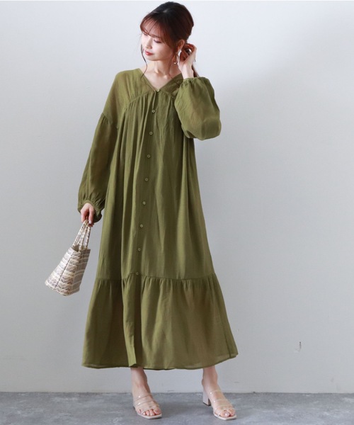 archives（アルシーヴ）の「バックリボンボリュームギャザーワンピース（ワンピース・レディース・グレー/マスタード/ピンクベージュ・MEDIUM）」の10枚目の写真