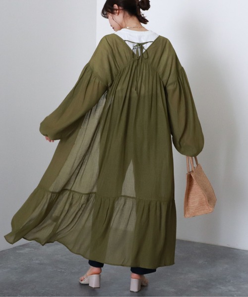 archives（アルシーヴ）の「バックリボンボリュームギャザーワンピース（ワンピース・レディース・グレー/マスタード/ピンクベージュ・MEDIUM）」の21枚目の写真