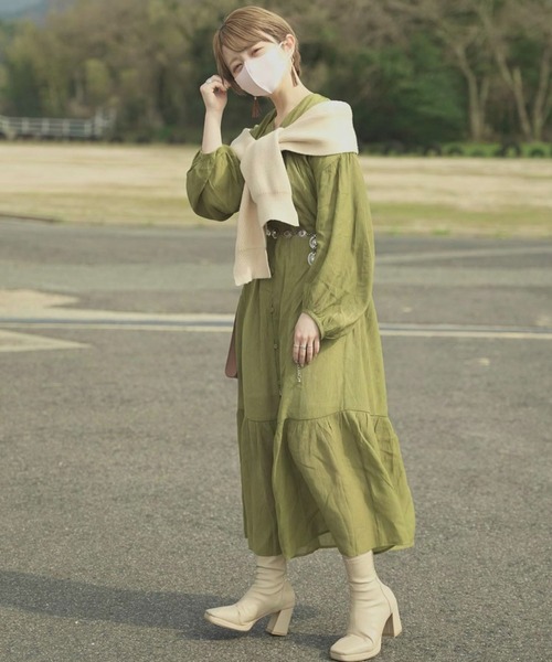 archives（アルシーヴ）の「バックリボンボリュームギャザーワンピース（ワンピース・レディース・グレー/マスタード/ピンクベージュ・MEDIUM）」の19枚目の写真