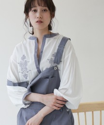 frames RAY CASSIN | 【WEB限定】配色バンドカラー刺繍ブラウス(シャツ/ブラウス)