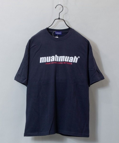 muahmuah(ムーアムーア)の「MUAHMUAH-フロント・発砲ロゴ-SSTEE/ムアムア(Tシャツ/カットソー・レディース・ホワイト/ブラック/ブルー/ネイビー・FREE)」の1枚目の写真