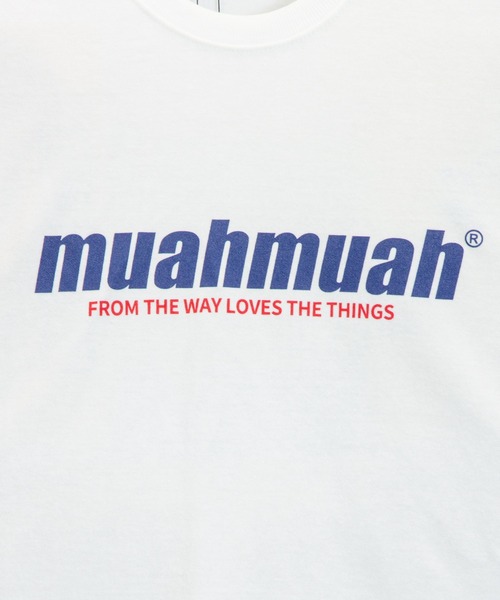 muahmuah(ムーアムーア)の「MUAHMUAH-フロント・発砲ロゴ-SSTEE/ムアムア(Tシャツ/カットソー・レディース・ホワイト/ブラック/ブルー/ネイビー・FREE)」の5枚目の写真