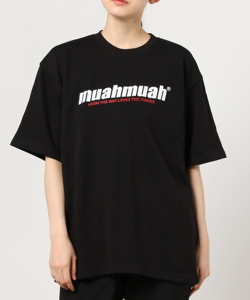 muahmuah(ムーアムーア)の「MUAHMUAH-フロント・発砲ロゴ-SSTEE/ムアムア(Tシャツ/カットソー・レディース・ホワイト/ブラック/ブルー/ネイビー・FREE)」の9枚目の写真