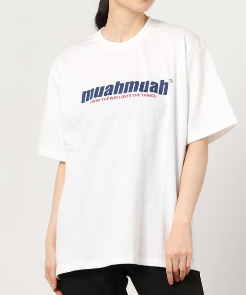 muahmuah(ムーアムーア)の「MUAHMUAH-フロント・発砲ロゴ-SSTEE/ムアムア(Tシャツ/カットソー・レディース・ホワイト/ブラック/ブルー/ネイビー・FREE)」の10枚目の写真