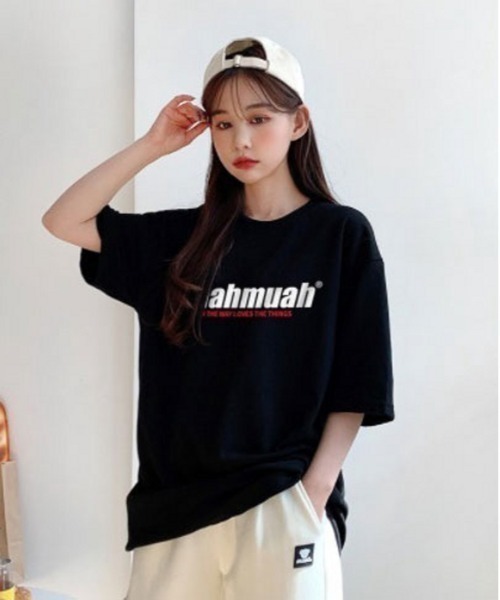 muahmuah(ムーアムーア)の「MUAHMUAH-フロント・発砲ロゴ-SSTEE/ムアムア(Tシャツ/カットソー・レディース・ホワイト/ブラック/ブルー/ネイビー・FREE)」の13枚目の写真