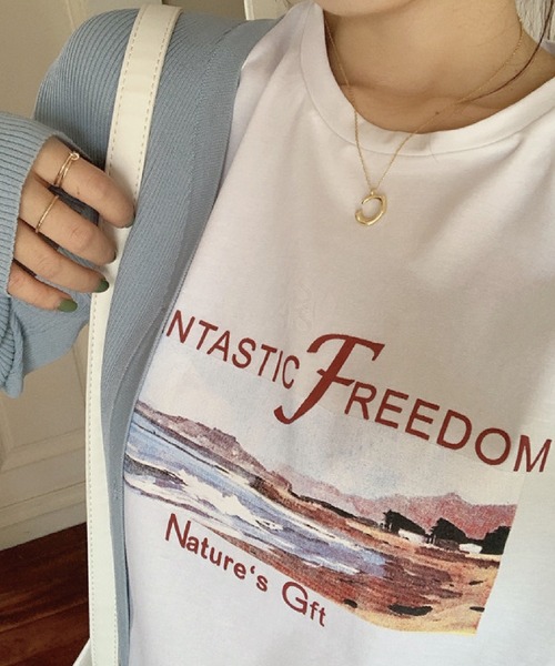 meJane（ミージェーン）の「BEACHプリントチビTシャツ（Tシャツ/カットソー・レディース・ホワイト・FREE）」の4枚目の写真