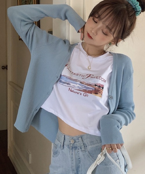 meJane（ミージェーン）の「BEACHプリントチビTシャツ（Tシャツ/カットソー・レディース・ホワイト・FREE）」の7枚目の写真