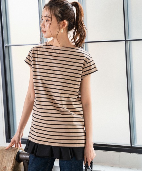 Andemiu（アンデミュウ）の「フレンチボーダーカットソー949667（Tシャツ/カットソー・レディース・ホワイト/ベージュ/ネイビー・FREE）」の4枚目の写真