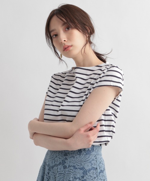 Andemiu（アンデミュウ）の「フレンチボーダーカットソー949667（Tシャツ/カットソー・レディース・ホワイト/ベージュ/ネイビー・FREE）」の7枚目の写真