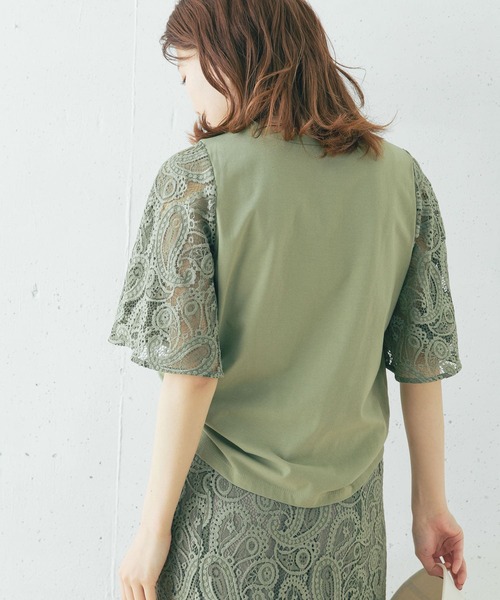 URBAN RESEARCH ROSSO WOMEN（アーバンリサーチ　ロッソ）の「ペイズリーレーススリーブプルオーバー（Tシャツ/カットソー・レディース・ブラック/ミント/グレー系その他・FREE）」の5枚目の写真