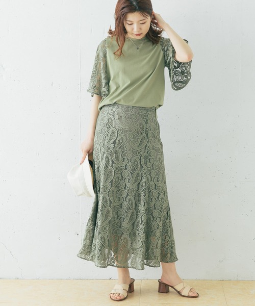 URBAN RESEARCH ROSSO WOMEN（アーバンリサーチ　ロッソ）の「ペイズリーレーススリーブプルオーバー（Tシャツ/カットソー・レディース・ブラック/ミント/グレー系その他・FREE）」の6枚目の写真