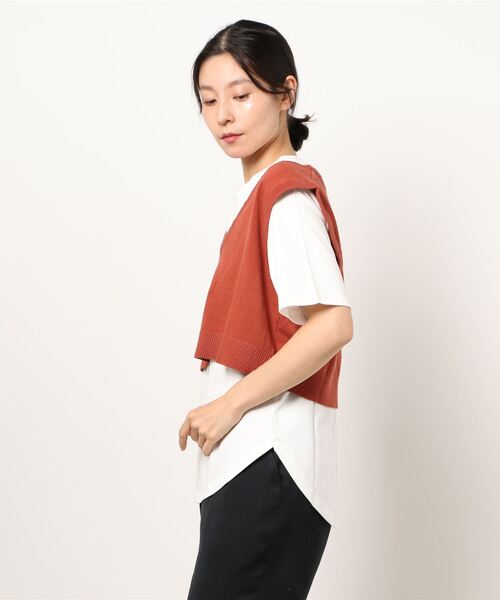 Honeys（ハニーズ）の「Ｔシャツ付ベスト（ベスト・レディース・ブラック/ベージュ/オレンジ/ブルー・M/L/S）」の19枚目の写真