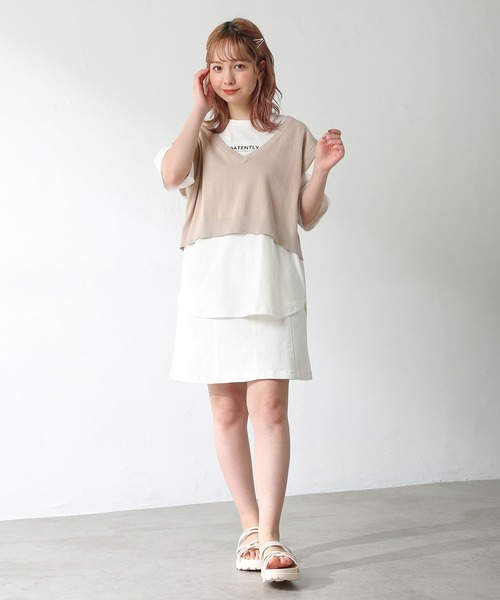 Honeys（ハニーズ）の「Ｔシャツ付ベスト（ベスト・レディース・ブラック/ベージュ/オレンジ/ブルー・M/L/S）」の21枚目の写真