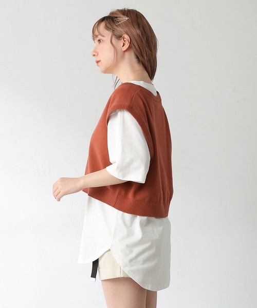 Honeys（ハニーズ）の「Ｔシャツ付ベスト（ベスト・レディース・ブラック/ベージュ/オレンジ/ブルー・M/L/S）」の5枚目の写真