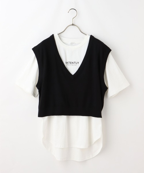 Honeys（ハニーズ）の「Ｔシャツ付ベスト（ベスト・レディース・ブラック/ベージュ/オレンジ/ブルー・M/L/S）」の16枚目の写真