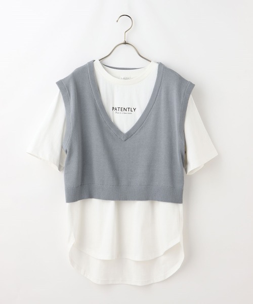 Honeys（ハニーズ）の「Ｔシャツ付ベスト（ベスト・レディース・ブラック/ベージュ/オレンジ/ブルー・M/L/S）」の22枚目の写真