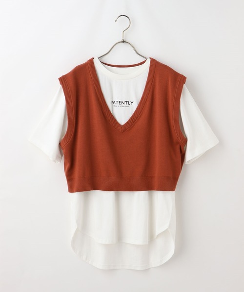 Honeys（ハニーズ）の「Ｔシャツ付ベスト（ベスト・レディース・ブラック/ベージュ/オレンジ/ブルー・M/L/S）」の13枚目の写真