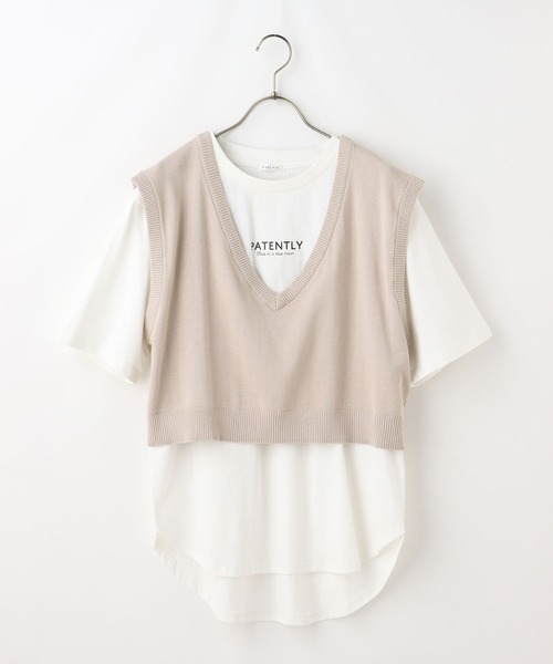 Honeys（ハニーズ）の「Ｔシャツ付ベスト（ベスト・レディース・ブラック/ベージュ/オレンジ/ブルー・M/L/S）」の18枚目の写真