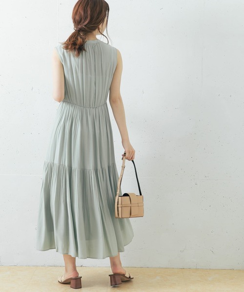 リネンランダムピンタックワンピース maison de soil ~80's LINEN PATCH WORK (CHARCOAL & SMOKE GREY