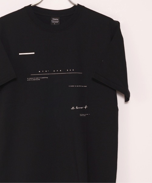 TRAP/U (トラップユー)の「16/-天竺空紡糸 フロント&バック ワンポイント プリント コットン 半袖 Tシャツ(Tシャツ/カットソー・メンズ・ホワイト/ブラック・M/L)」の2枚目の写真