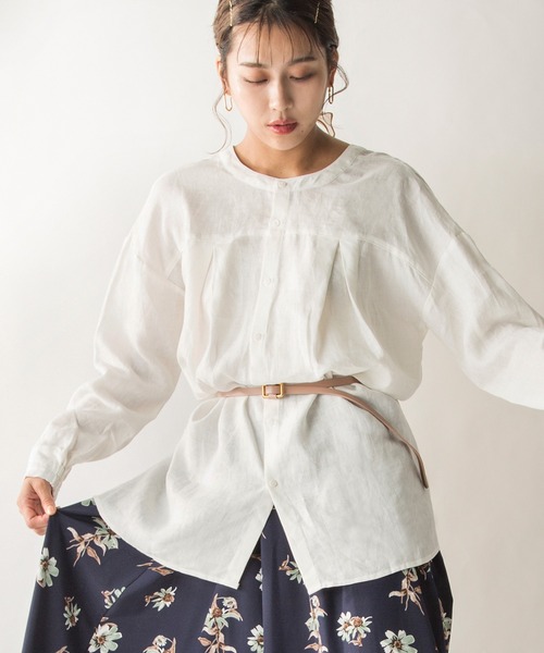 MILLION CARATS(ミリオンカラッツ)の「【STYLE4】フレンチリネン2WAYロングシャツ(シャツ/ブラウス・レディース・オフホワイト/オレンジ/ネイビー・FREE)」の2枚目の写真