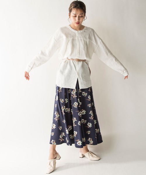 MILLION CARATS(ミリオンカラッツ)の「【STYLE4】フレンチリネン2WAYロングシャツ(シャツ/ブラウス・レディース・オフホワイト/オレンジ/ネイビー・FREE)」の6枚目の写真