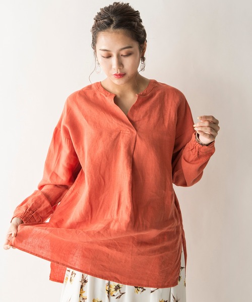 MILLION CARATS(ミリオンカラッツ)の「【STYLE4】フレンチリネン2WAYロングシャツ(シャツ/ブラウス・レディース・オフホワイト/オレンジ/ネイビー・FREE)」の11枚目の写真