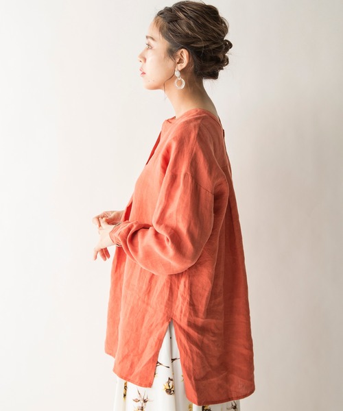 MILLION CARATS(ミリオンカラッツ)の「【STYLE4】フレンチリネン2WAYロングシャツ(シャツ/ブラウス・レディース・オフホワイト/オレンジ/ネイビー・FREE)」の12枚目の写真