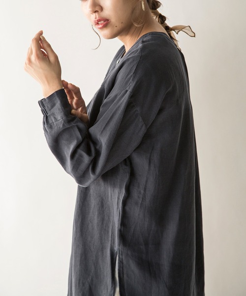 MILLION CARATS(ミリオンカラッツ)の「【STYLE4】フレンチリネン2WAYロングシャツ(シャツ/ブラウス・レディース・オフホワイト/オレンジ/ネイビー・FREE)」の22枚目の写真