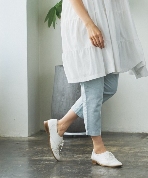 PUAL CE CIN(ピュアルセシン)の「綿麻ツイルテーパードパンツ(その他パンツ・レディース・アイボリー/スミクロ/ベージュ/サックスブルー/イエロー/ピンク・FREE)」の5枚目の写真