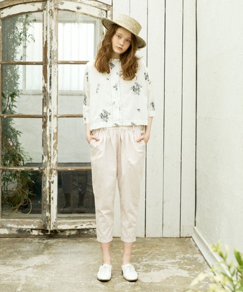 PUAL CE CIN(ピュアルセシン)の「綿麻ツイルテーパードパンツ(その他パンツ・レディース・アイボリー/スミクロ/ベージュ/サックスブルー/イエロー/ピンク・FREE)」の1枚目の写真