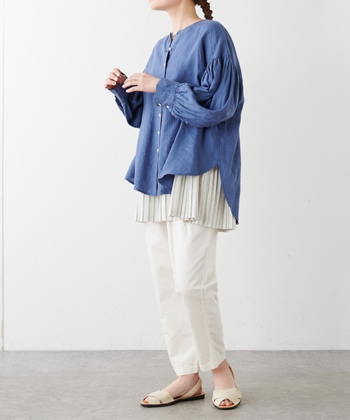 PUAL CE CIN(ピュアルセシン)の「綿麻ツイルテーパードパンツ(その他パンツ・レディース・アイボリー/スミクロ/ベージュ/サックスブルー/イエロー/ピンク・FREE)」の9枚目の写真