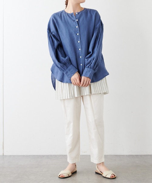 PUAL CE CIN(ピュアルセシン)の「綿麻ツイルテーパードパンツ(その他パンツ・レディース・アイボリー/スミクロ/ベージュ/サックスブルー/イエロー/ピンク・FREE)」の8枚目の写真