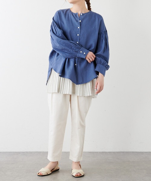 PUAL CE CIN(ピュアルセシン)の「綿麻ツイルテーパードパンツ(その他パンツ・レディース・アイボリー/スミクロ/ベージュ/サックスブルー/イエロー/ピンク・FREE)」の10枚目の写真