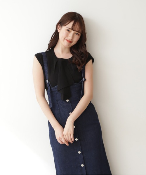 JILL by JILL STUART（ジルバイジルスチュアート）の「◇フロントラッフルタンク（ニット/セーター・レディース・ホワイト/ブラック/ブルー・FREE）」の3枚目の写真